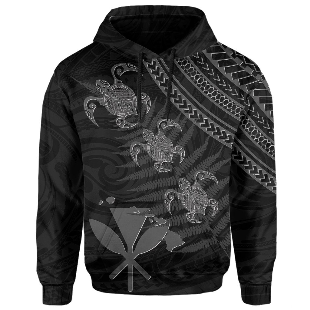 Hawaii Kanaka Turtle Fern Leaves Polynesian Hoodie Quini Style - Polynesian Pride