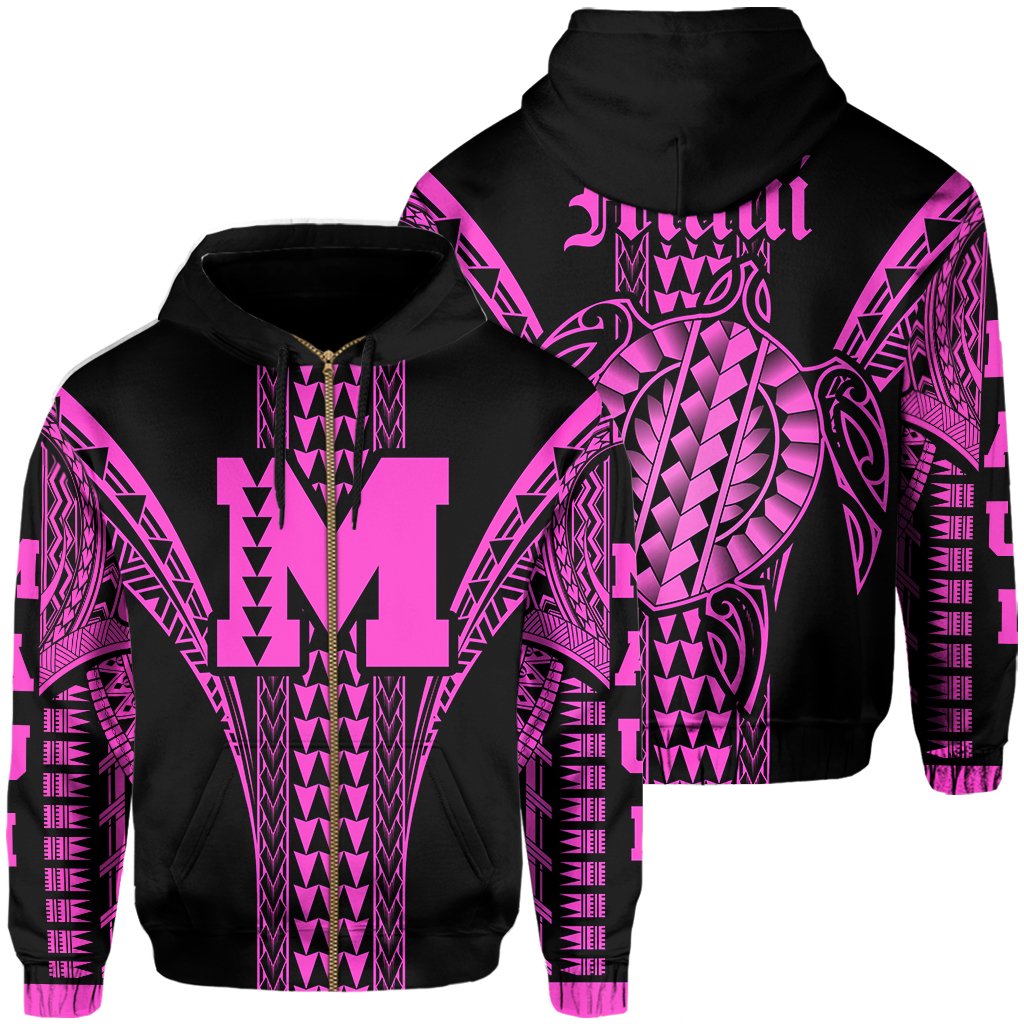 Maui Island Polynesian Hoodie Zip Comely Style Unisex Pink - Polynesian Pride