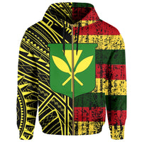Hawaii Kanaka Flag Polynesian Hoodie Zip Bright Style - Polynesian Pride