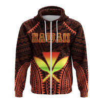 Hawaiian Kanaka Turtle Polynesian Hoodie Zip Orange Stronge Style - Polynesian Pride