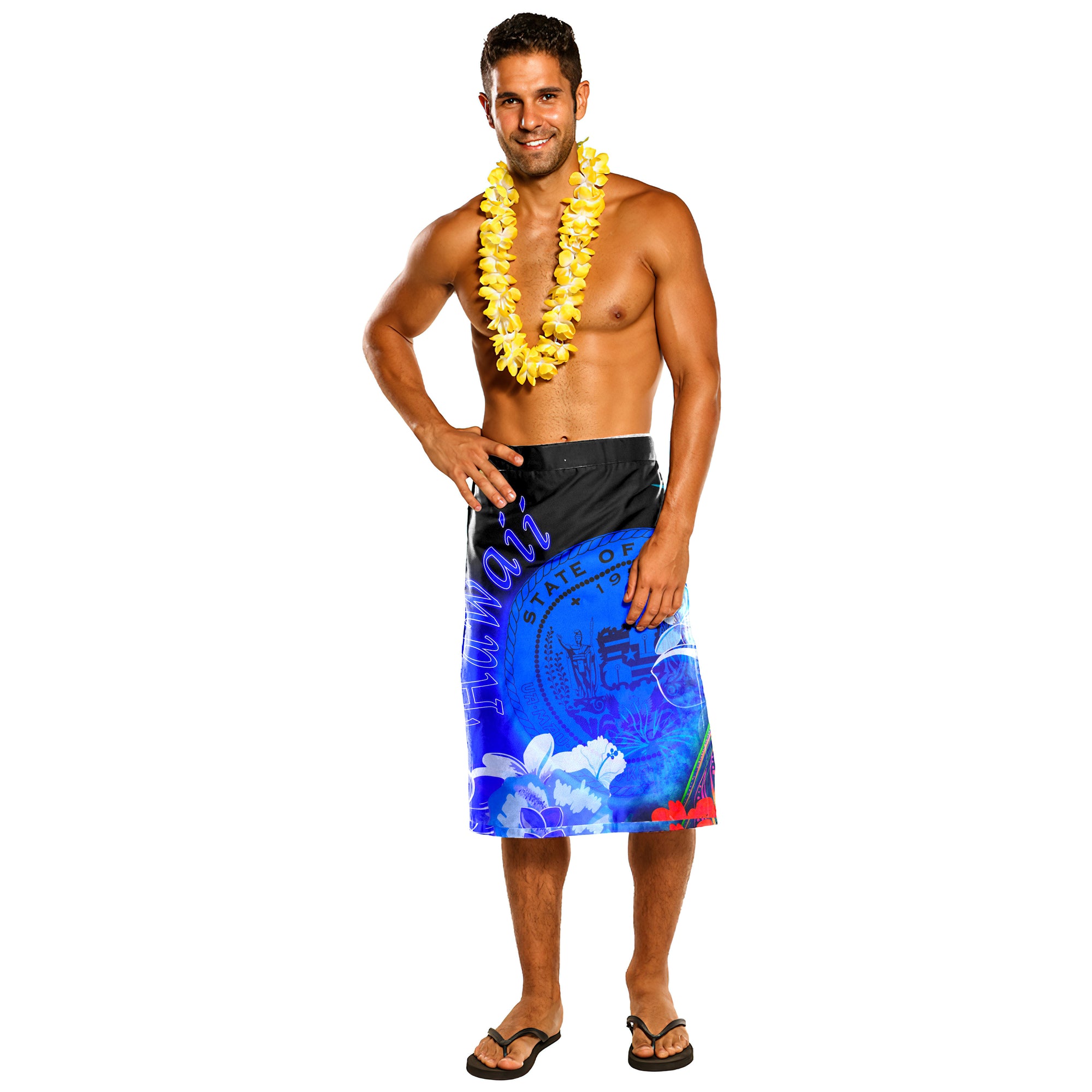 Hawaii Polynesian Lavalava - Hawaii Humpback Whale Blue One Size Blue - Polynesian Pride