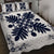 Hawaiian Quilt Maui Plant And Hibiscus Pattern Quilt Bed Set - Indigo White - AH - Polynesian Pride