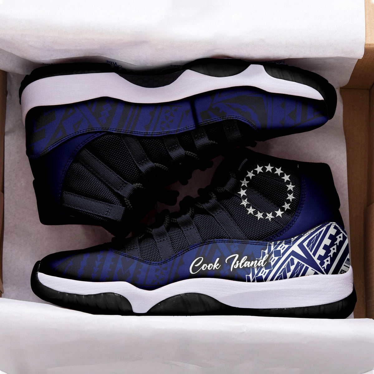 Cook Islands J11 Sneakers Polynesian Pattern - Blue LT7 - Polynesian Pride