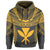 Hawaiian Kanaka Map Football Jersey Hoodie Grey and Yellow Roger Style - Polynesian Pride