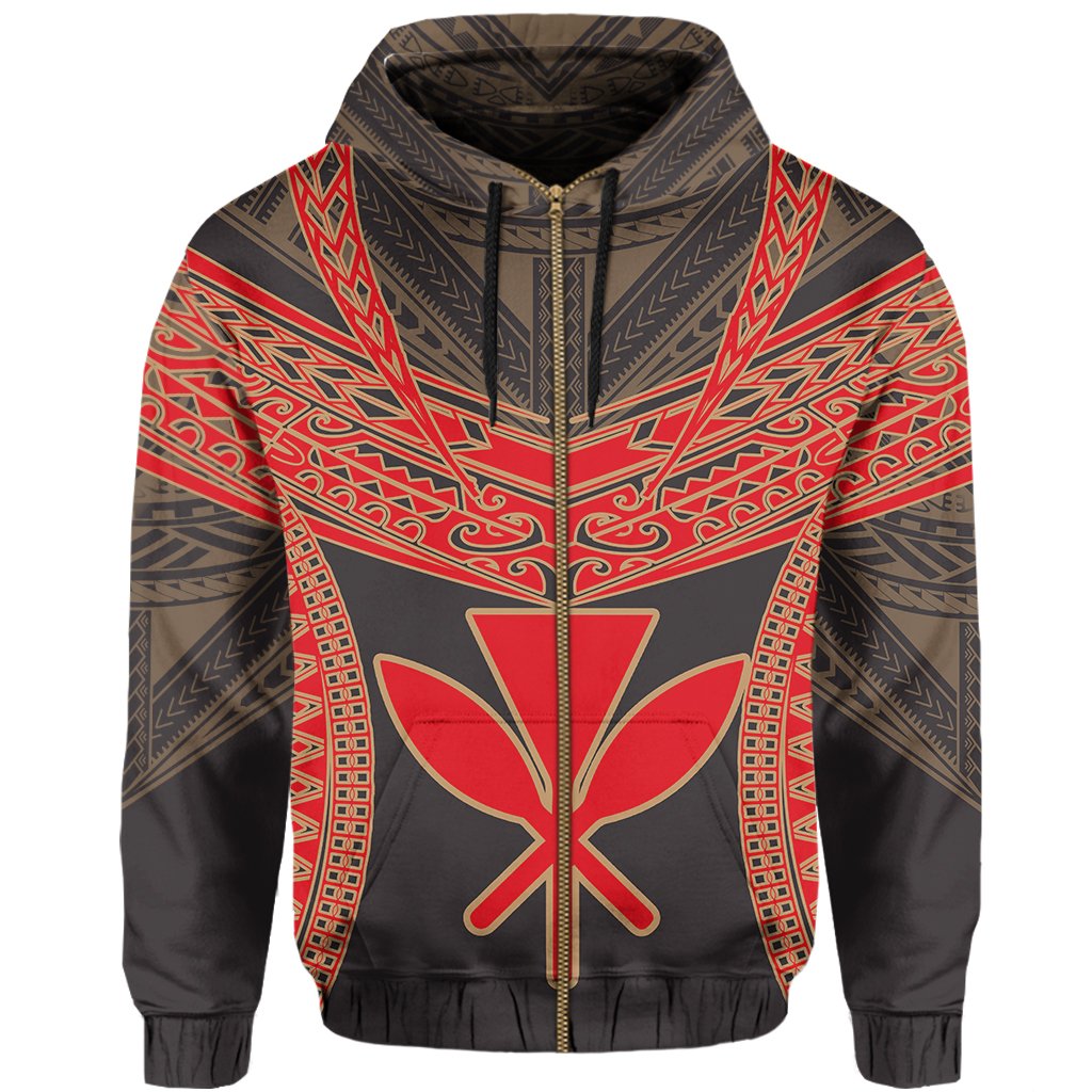 Hawaiian Kanaka Map Football Jersey Hoodie Zip Grey Roger Style - Polynesian Pride