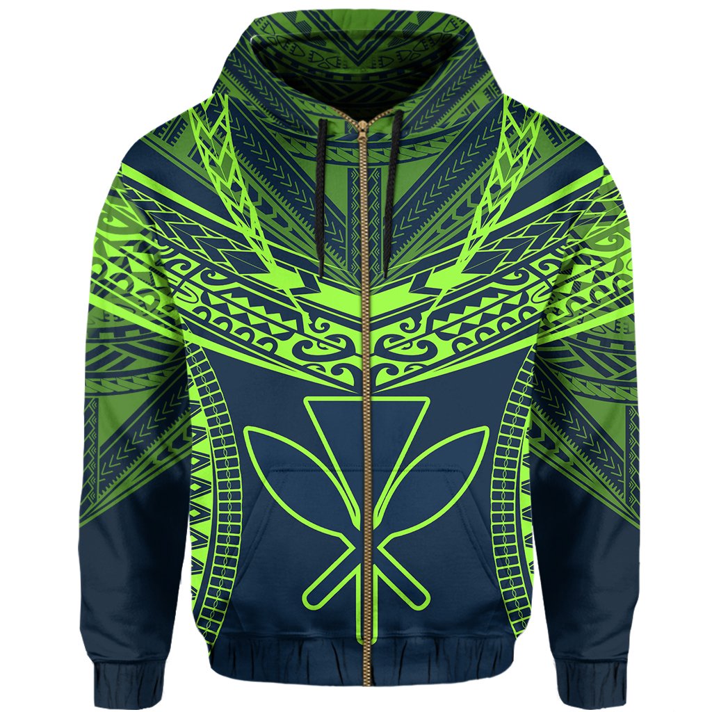 Hawaiian Kanaka Map Football Jersey Hoodie Zip Navy Roger Style - Polynesian Pride