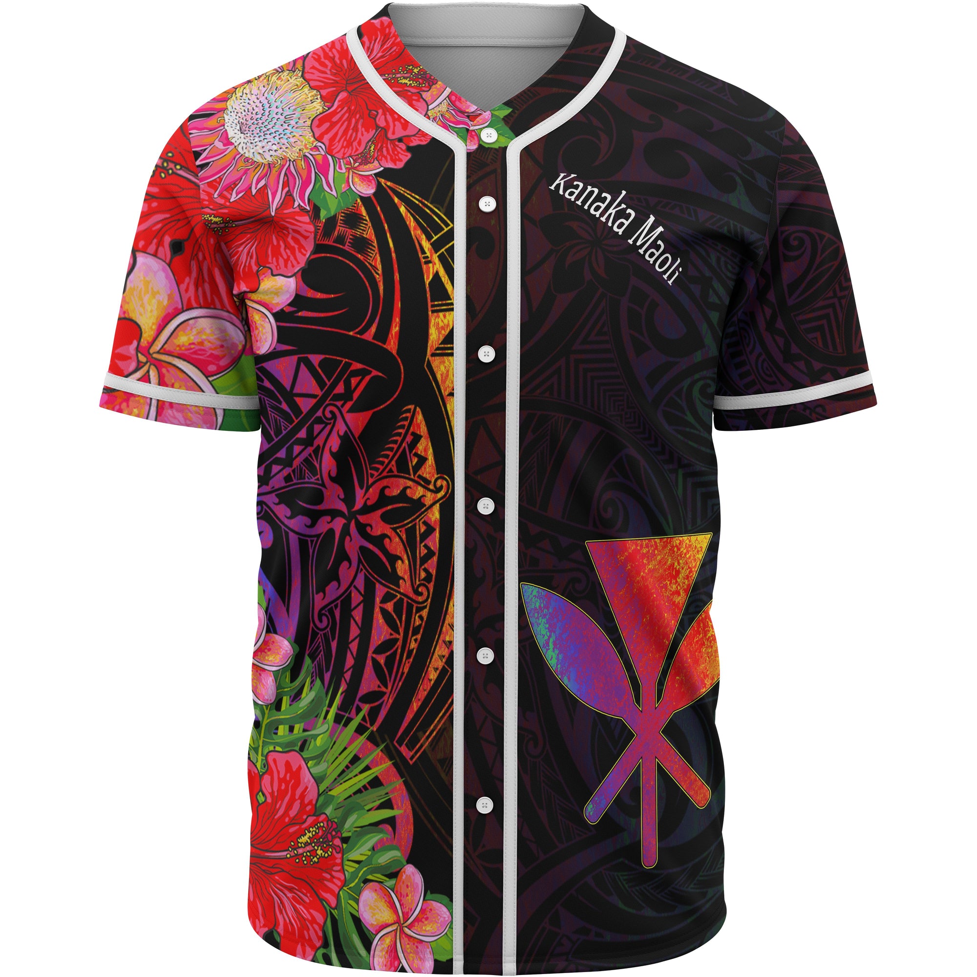 Hawaii Kanaka Maoli Baseball Shirt - Tropical Hippie Style Unisex Black - Polynesian Pride