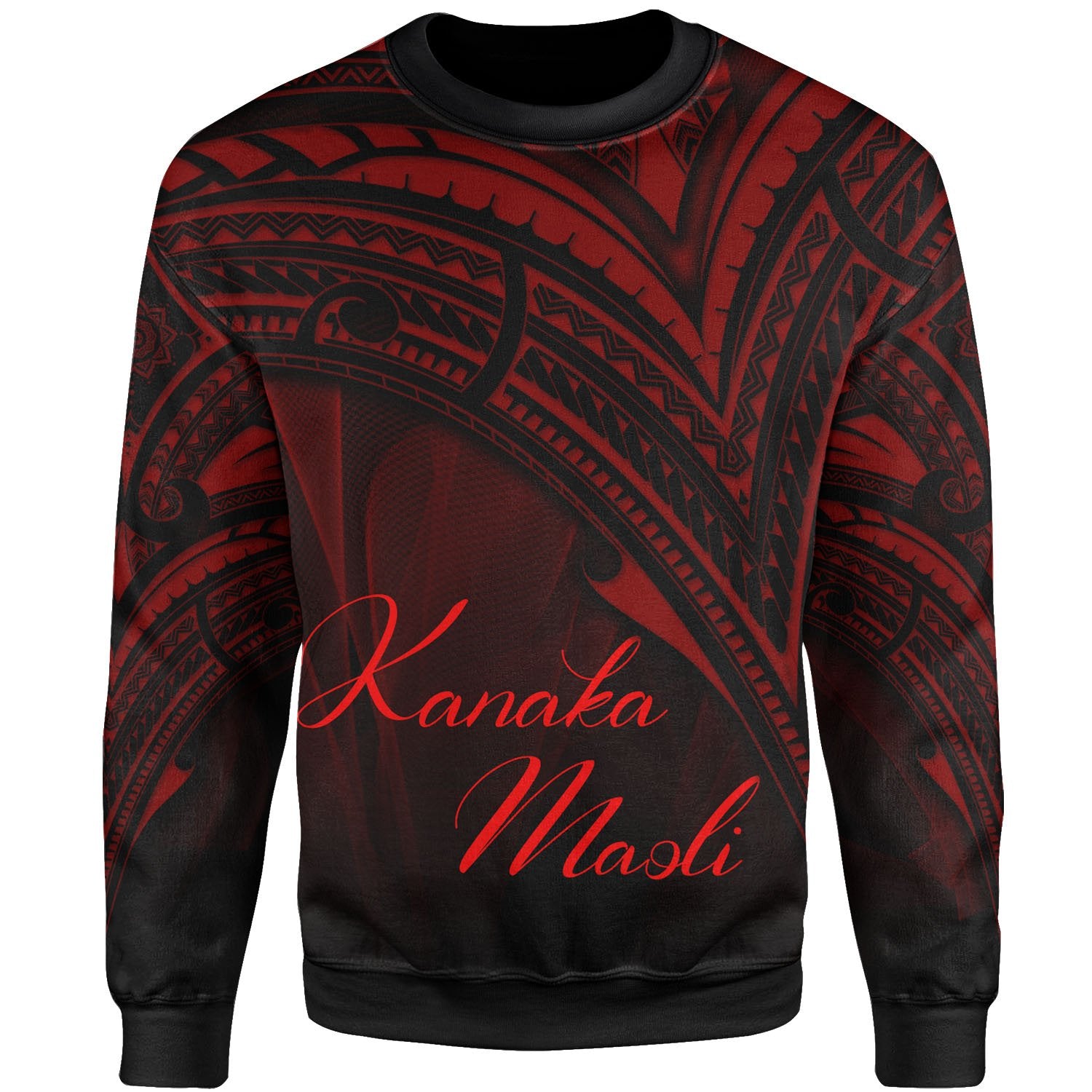 Hawaii Kanaka Maoli Sweatshirt - Cross Style Red Color Unisex Black - Polynesian Pride