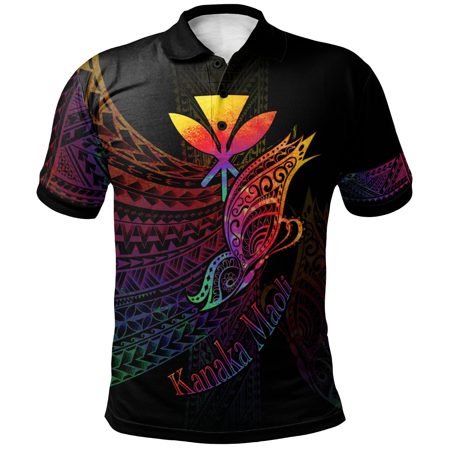 Hawaii Kanaka Maoli Polo Shirt Butterfly Polynesian Style Unisex Black - Polynesian Pride