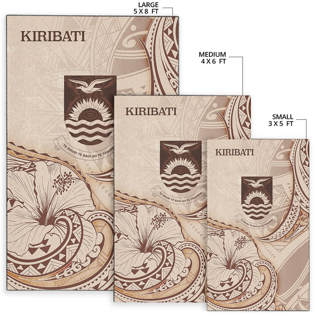 Kiribati Area Rug - Hibiscus Flowers Vintage Style - Polynesian Pride