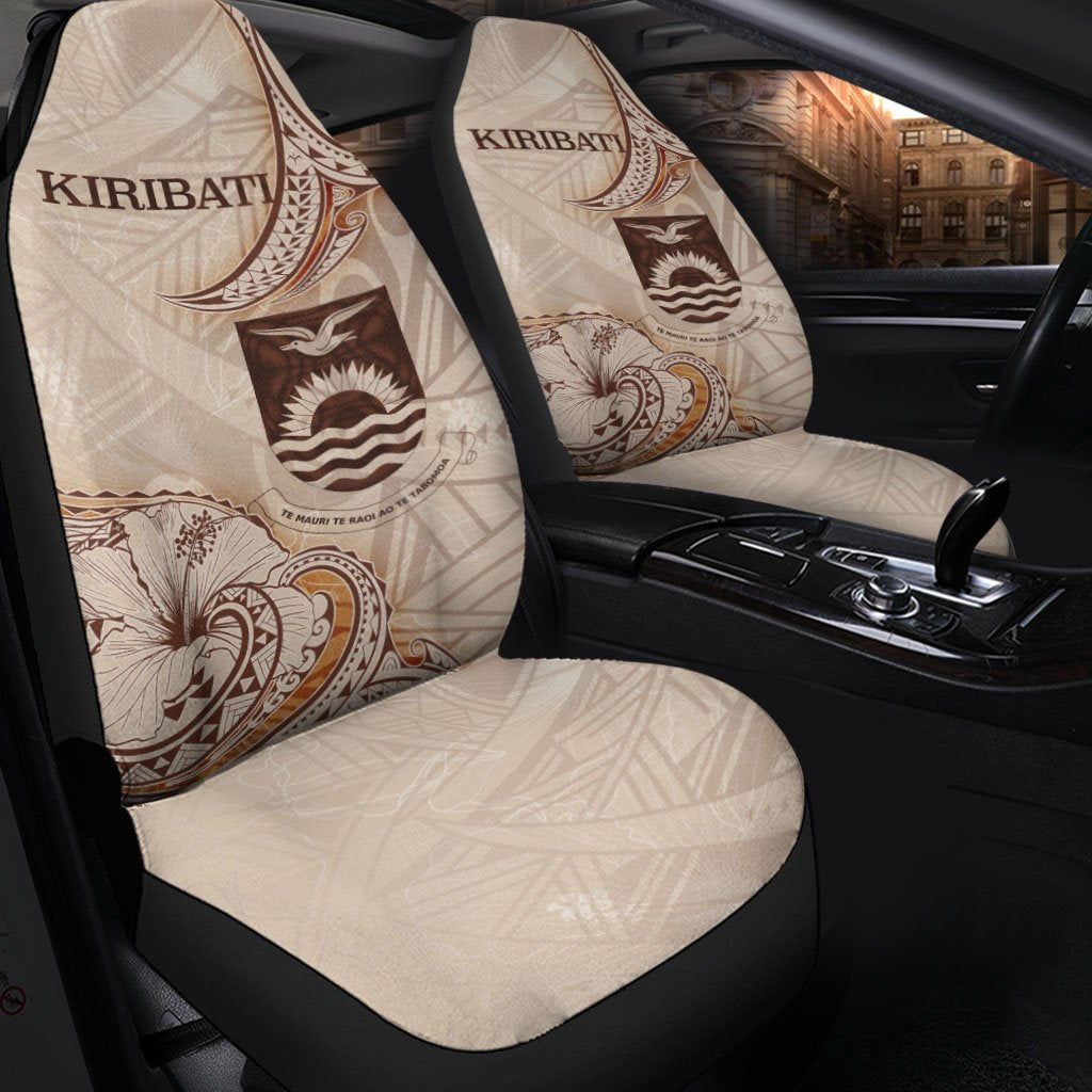 Kiribati Car Seat Cover - Hibiscus Flowers Vintage Style Universal Fit Art - Polynesian Pride