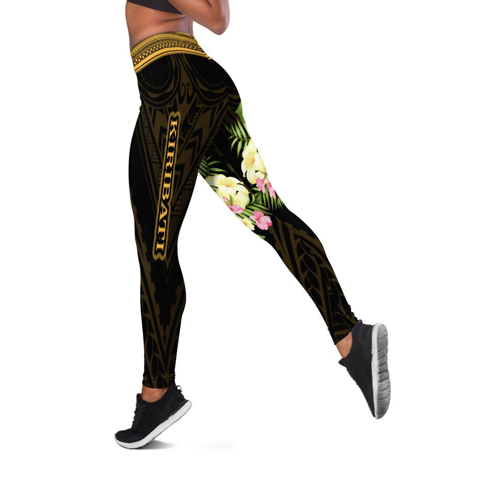 Kiribati Leggings - Polynesian Gold Patterns Collection Black - Polynesian Pride