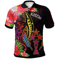 Kosrae State Polo Shirt Tropical Hippie Style Unisex Black - Polynesian Pride