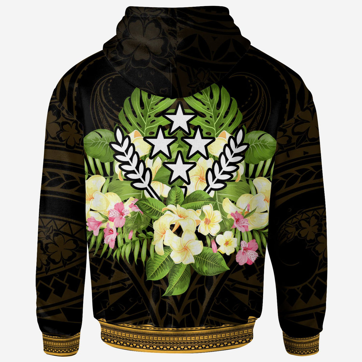 Kosrae State Zip Hoodie Polynesian Gold Patterns Collection - Polynesian Pride