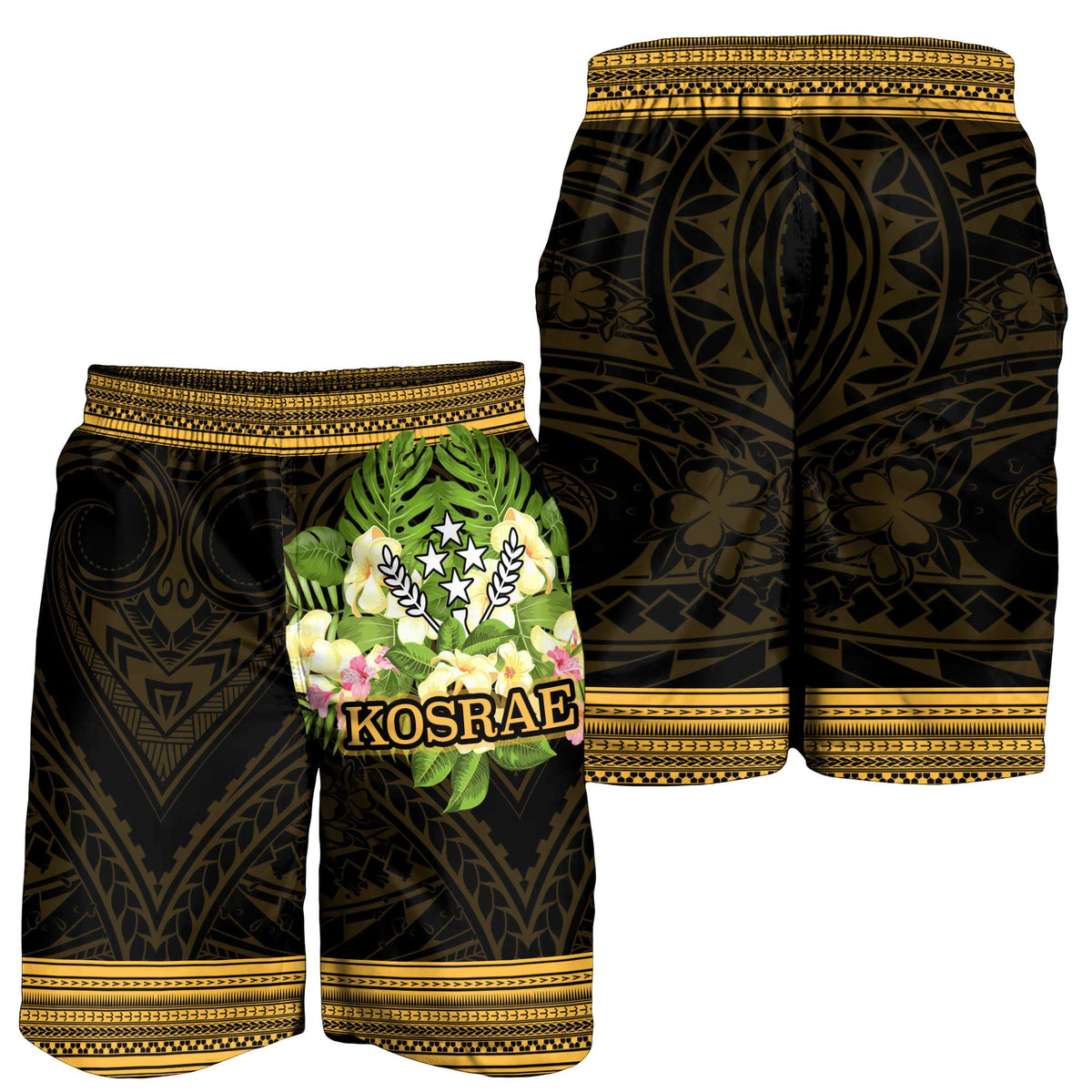 Kosrae State Men's Shorts - Polynesian Gold Patterns Collection - Polynesian Pride