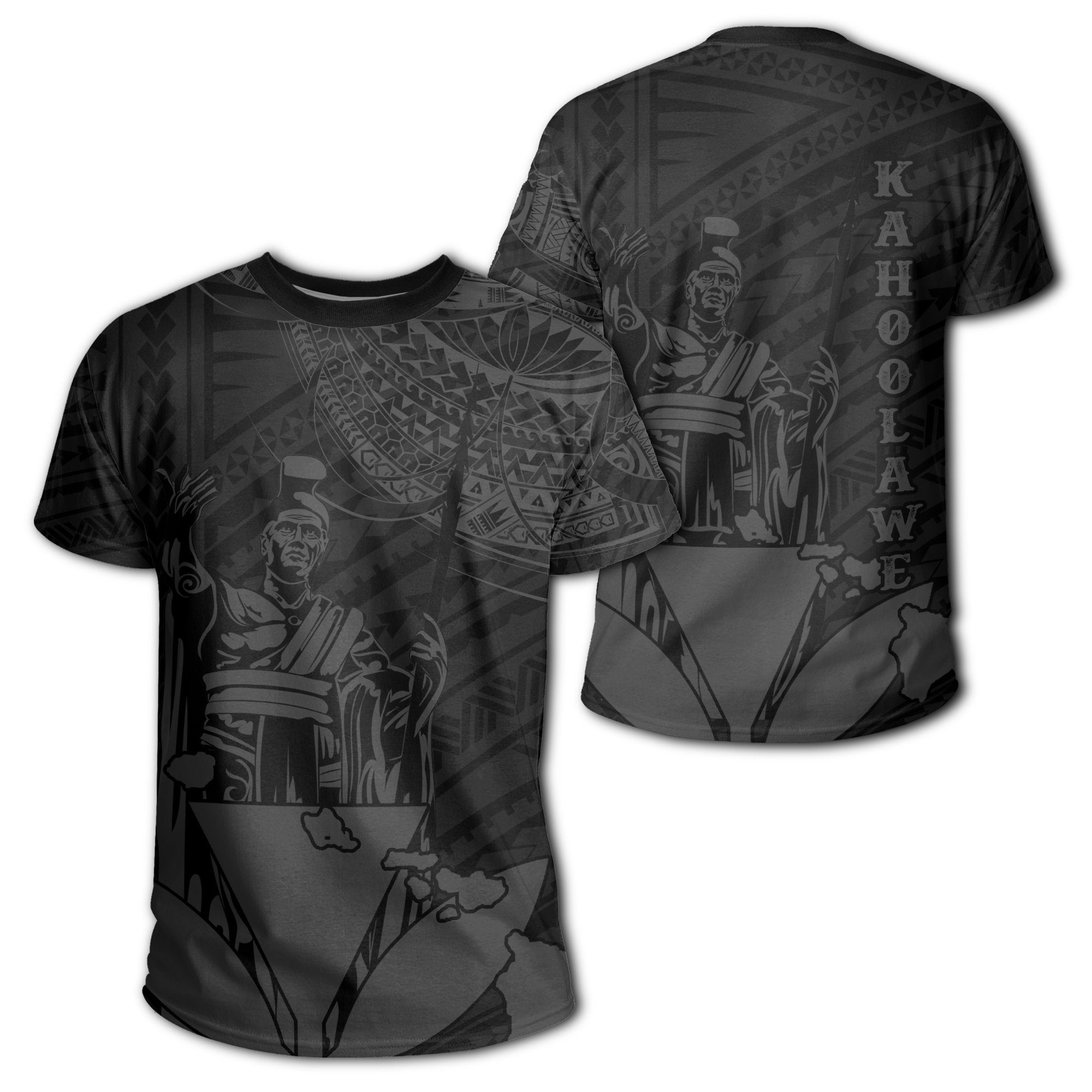 Hawaiian King Kanaka Map Polynesian Kahoolawe T Shirt Grey Hala Style Unisex Grey - Polynesian Pride