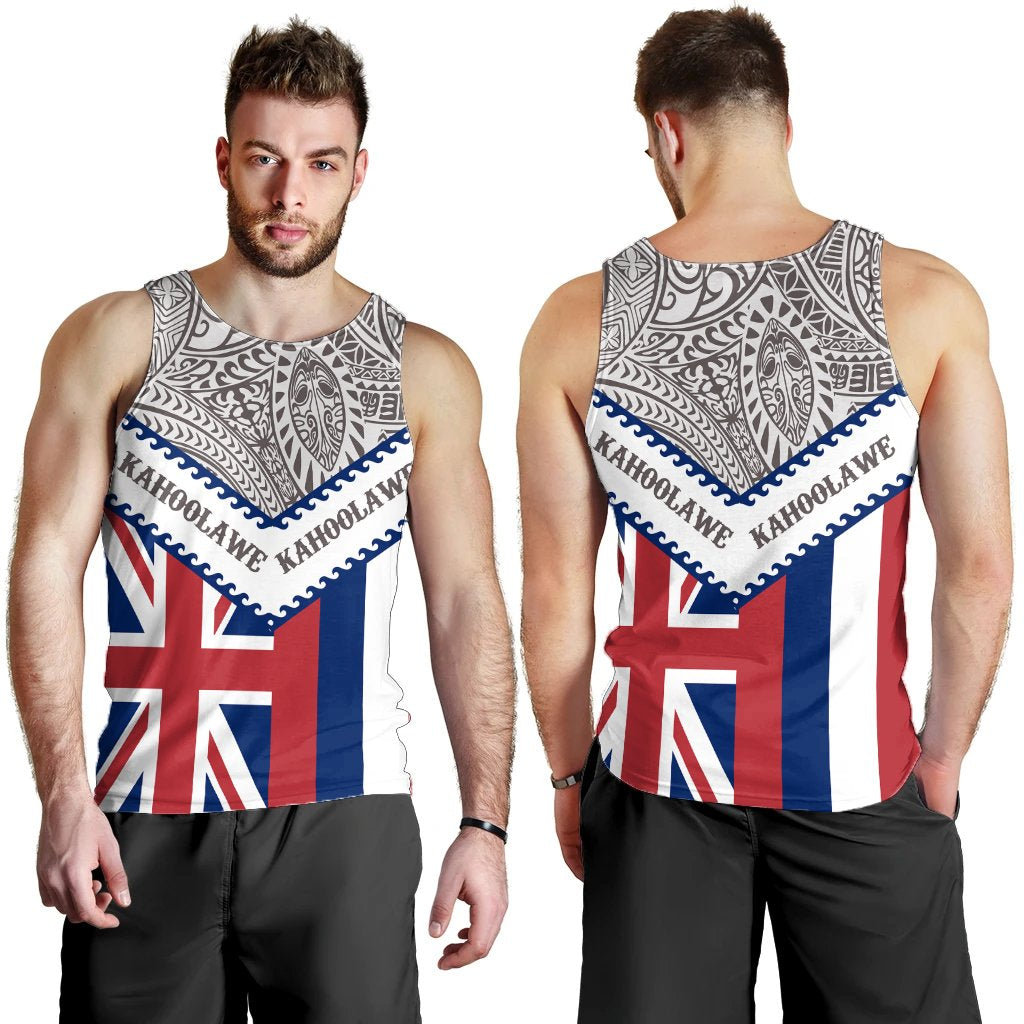 Hawaii Flag Kahoolawe Men's Tank Top - Grey - Mit Style - AH Grey - Polynesian Pride