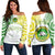 Hawaii - Kanaka Kaimuki High School Off Shoulder Sweater Demodern Style AH White - Polynesian Pride