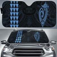 Kakau Polynesia Fish Hook Hawaii Car Sun Shade Auto Sun Shade Universal Fit Pastel Blue - Polynesian Pride