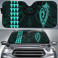Kakau Polynesia Fish Hook Hawaii Car Sun Shade Auto Sun Shade Universal Fit Turquoise - Polynesian Pride