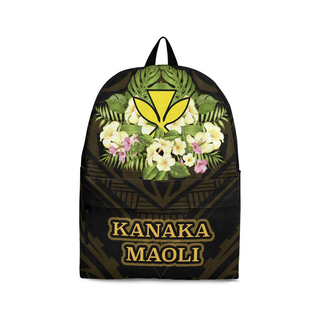 Hawaii Kanaka Maoli Backpack - Polynesian Gold Patterns Collection Black - Polynesian Pride