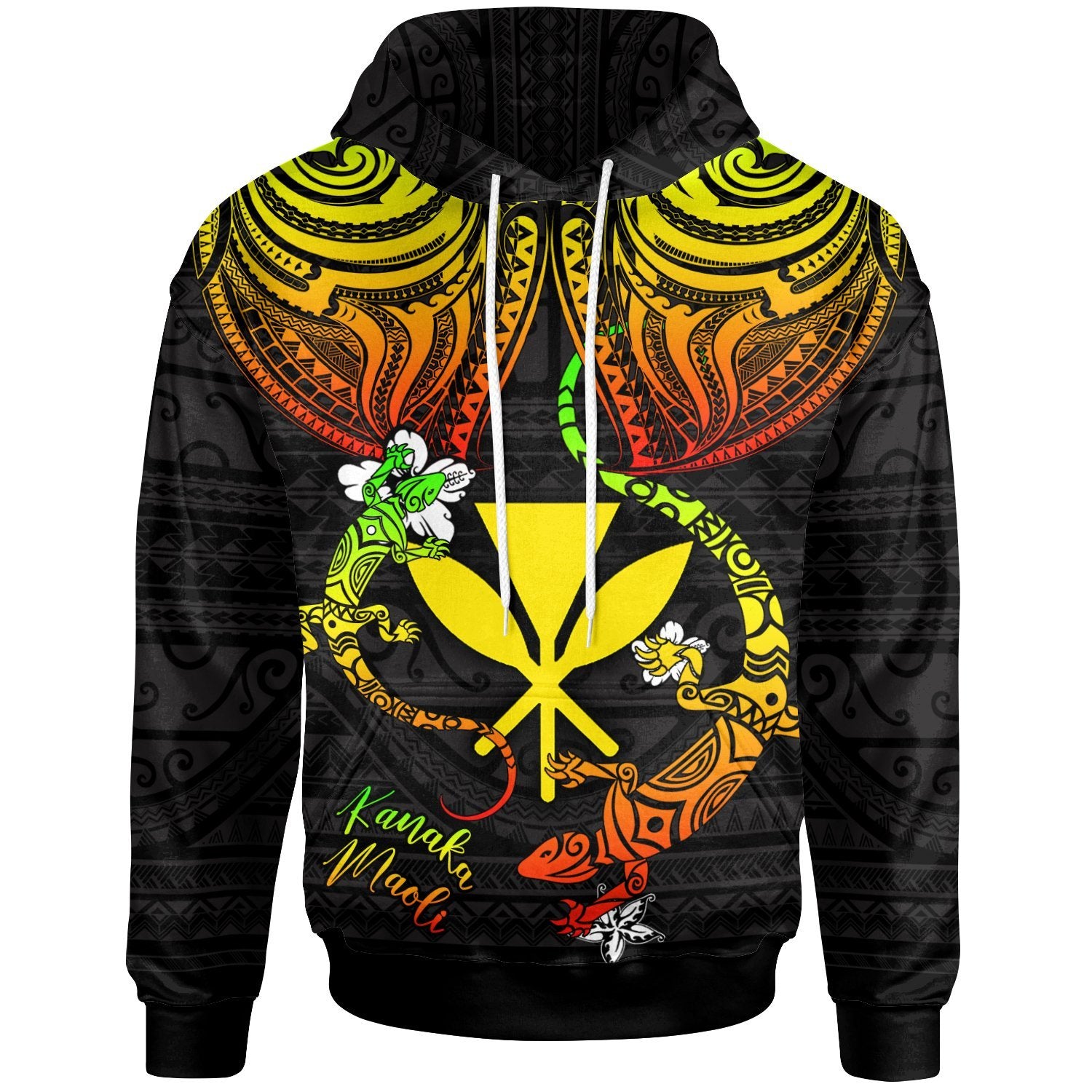 Hawaii Kanaka Maoli Hoodie Lizard Good Chest Unisex Reggae - Polynesian Pride