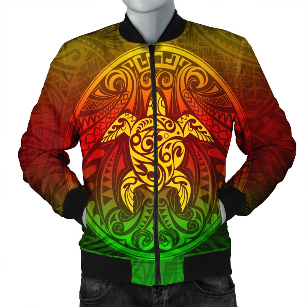 Kanaka Maoli Turtle Polynesian Bomber Jacket - AH Black Unisex - Polynesian Pride