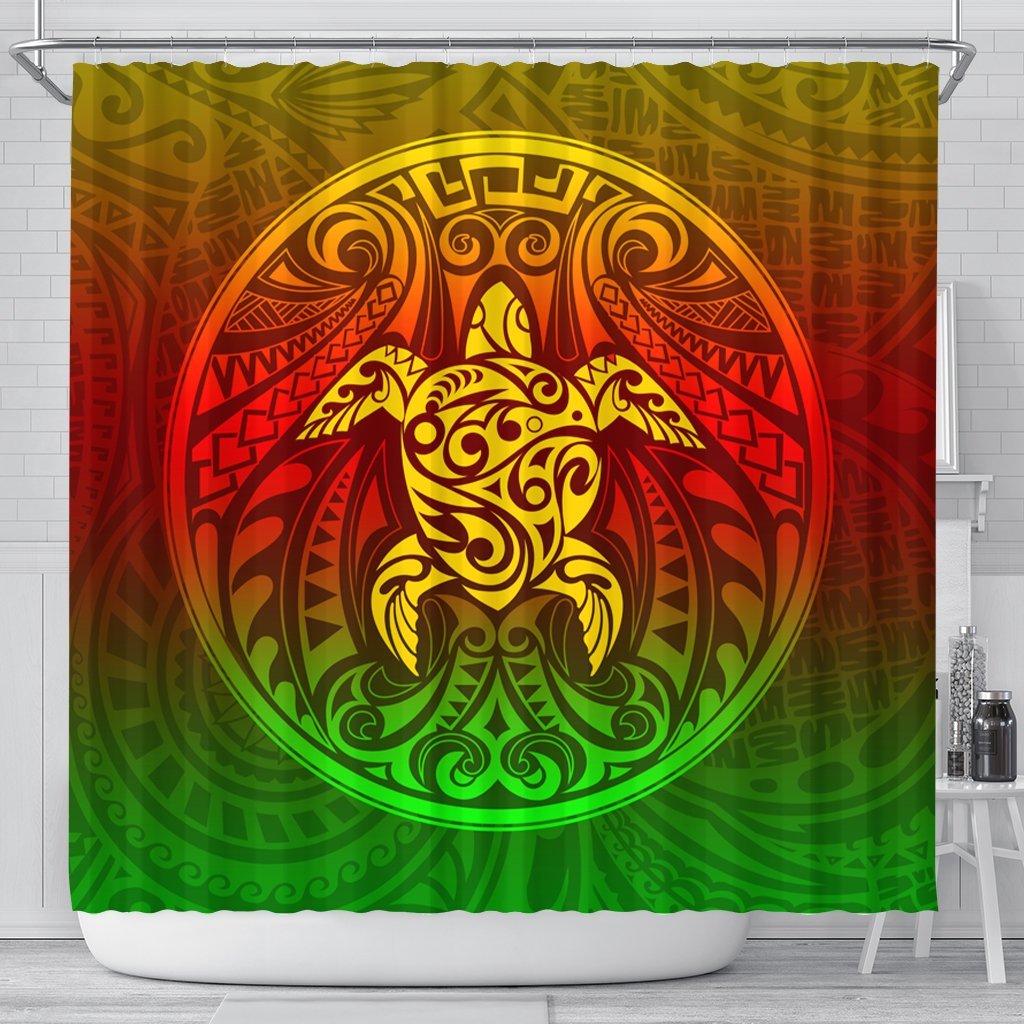 Kanaka Maoli Turtle Polynesian Shower Curtain - AH 177 x 172 (cm) Black - Polynesian Pride