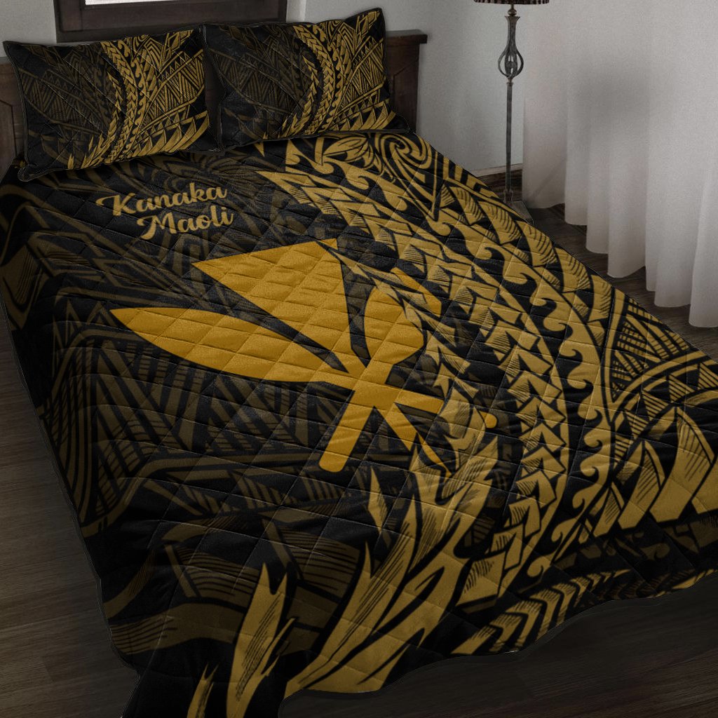 Hawaii Kanaka Maoli Quilt Bed Set - Wings Style Black - Polynesian Pride