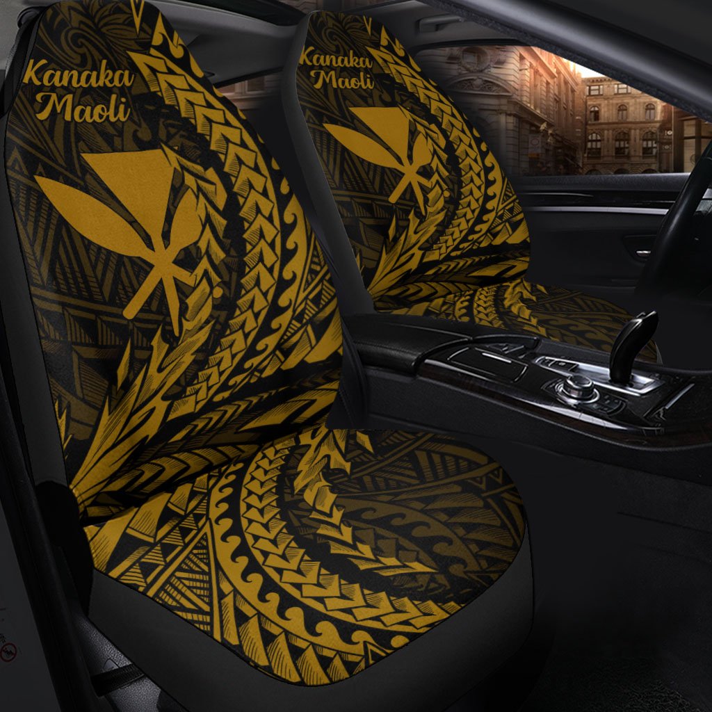 Hawaii Kanaka Maoli Car Seat Cover - Wings Style Universal Fit Black - Polynesian Pride