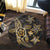 Kanaka Map Hibiscus Plumeria Turtle Art Gold Polynesian Round Carpet - AH - Polynesian Pride