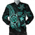 Kanaka Map Hibiscus Plumeria Turtle Art Turquoise Polynesian Bomber Jacket - AH Black Unisex - Polynesian Pride