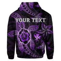 Custom Kanaka Map Hibiscus Plumeria Turtle Art Violet Polynesian Hoodie - Polynesian Pride