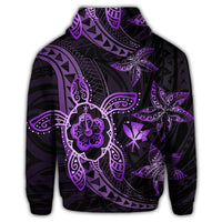 Kanaka Map Hibiscus Plumeria Turtle Art Violet Polynesian Hoodie - Polynesian Pride