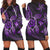 Kanaka Map Hibiscus Plumeria Turtle Art Violet Polynesian Hoodie Dress - AH Black - Polynesian Pride