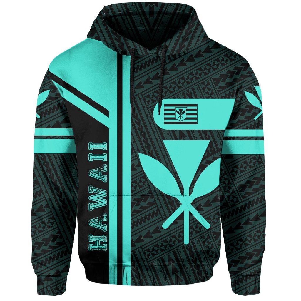 Kanaka Polynesian Hoodie Turquoise Morale Style - Polynesian Pride