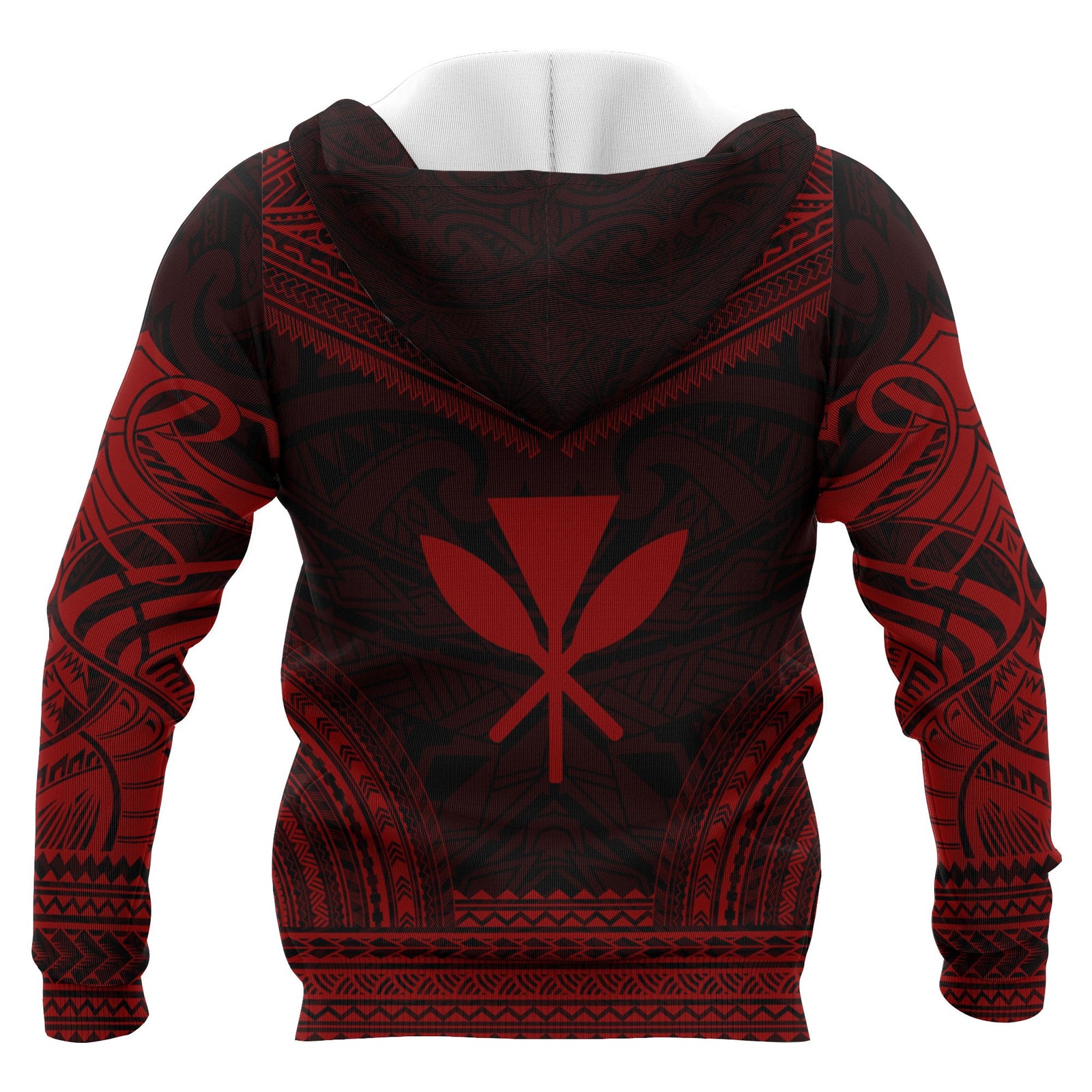 Kanaka Maoli Polynesian Chief Custom Zip up Hoodie Red Version Unisex Red - Polynesian Pride