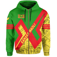 Kanaka Maoli Flag Polynesian Zipper Hoodie Cross Style - Polynesian Pride