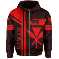 Kanaka Polynesian Zipper Hoodie Red Morale Style - Polynesian Pride
