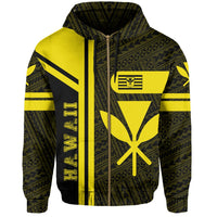 Kanaka Polynesian Zipper Hoodie Yellow Morale Style - Polynesian Pride