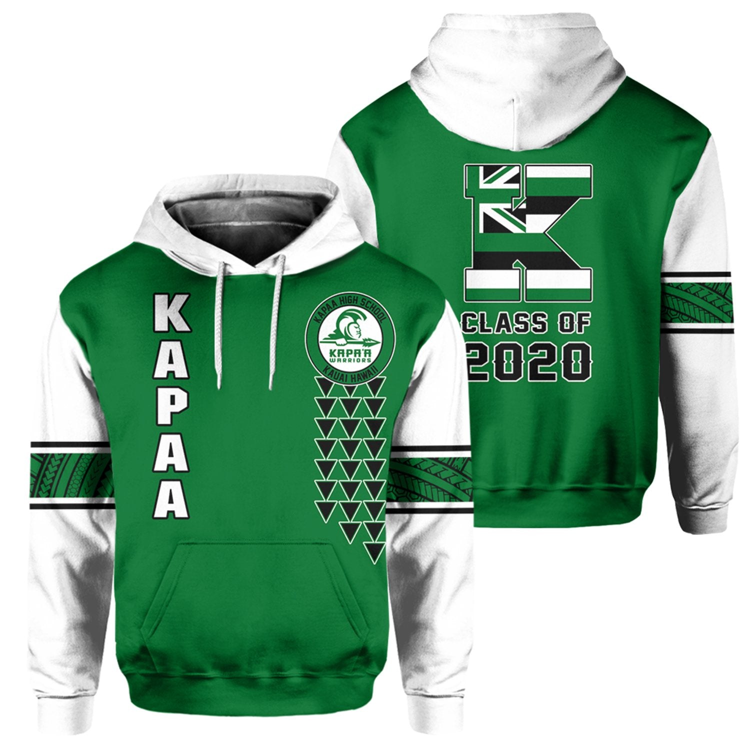 Custom Hawaii Hoodie Kapaa High Custom Your Class Pullover Hoodie Unisex Green - Polynesian Pride