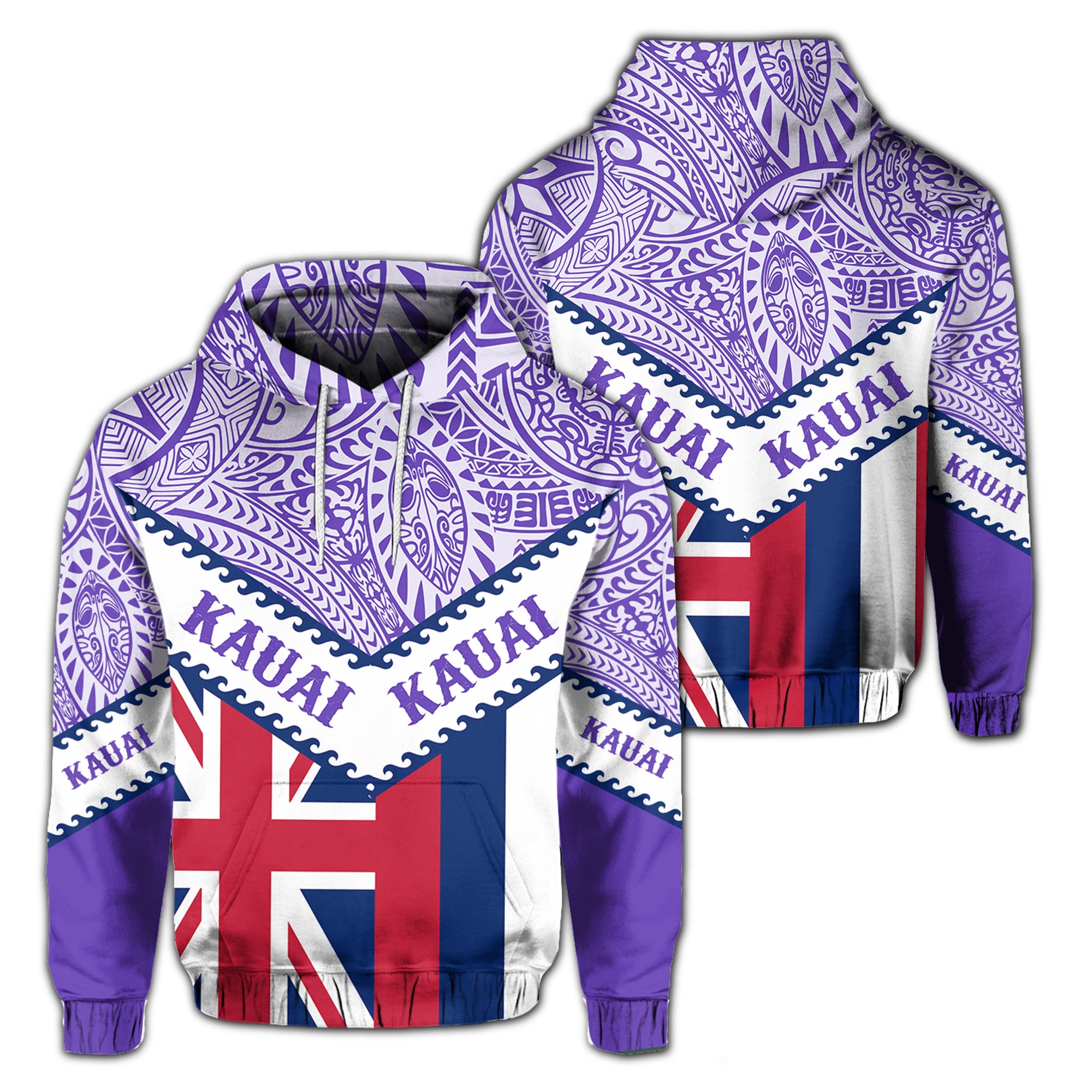 Hawaii Flag Kauai Hoodie Mit Style Unisex Purple - Polynesian Pride