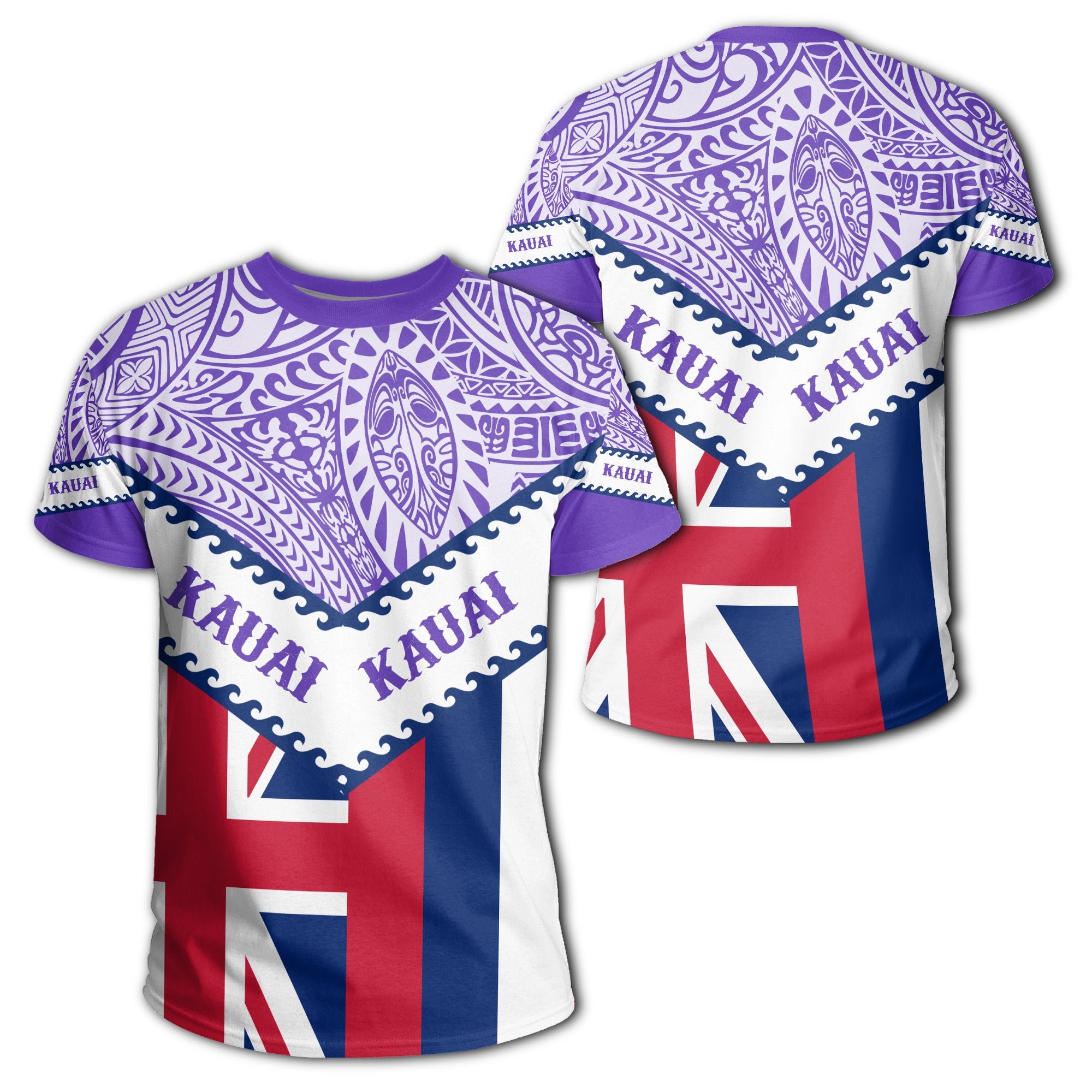 Hawaii Flag Kauai T Shirt Mit Style Unisex Purple - Polynesian Pride