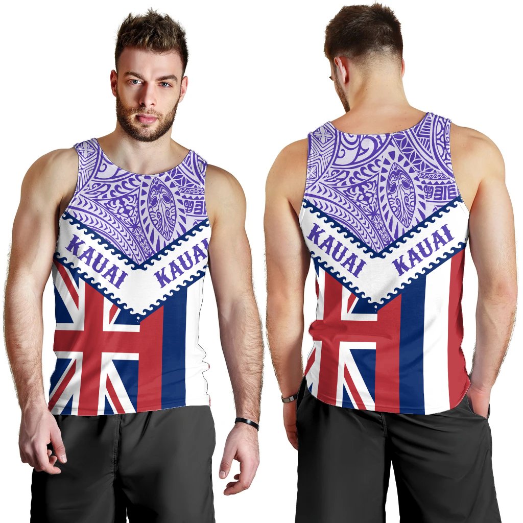 Hawaii Flag Kauai Men's Tank Top - Purple - Mit Style - AH Purple - Polynesian Pride