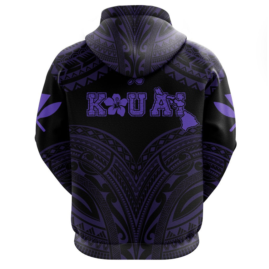 Hawaiian Kanaka Map Polynesian Kauai Hoodie Zip Purple Brad Style - Polynesian Pride