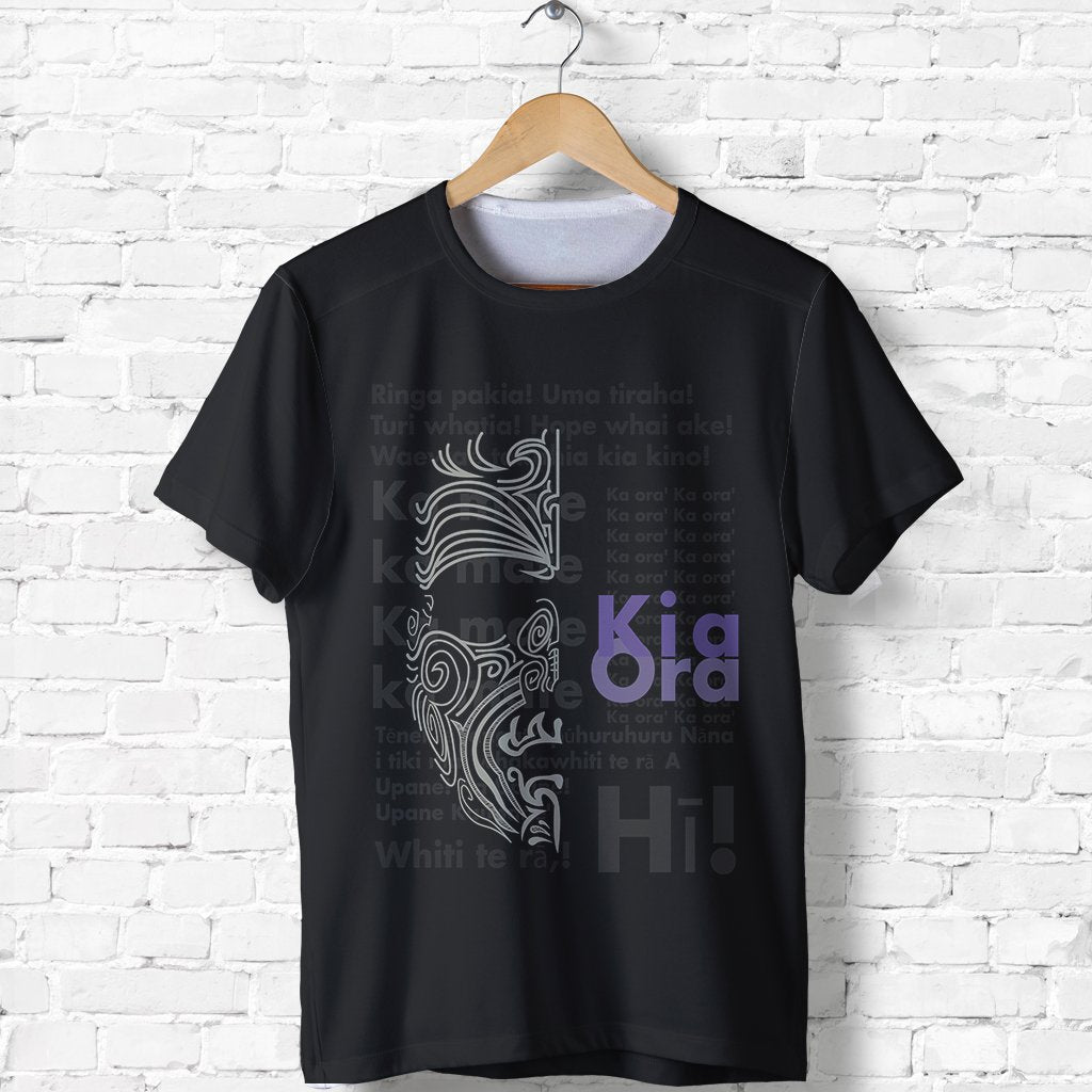 New Zealand Shirt, Kia Ora Maori Ta Moko T Shirt Unisex Black - Polynesian Pride