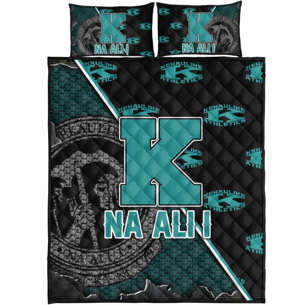 Hawaii Quilt Bed Set - King kekaulike High Quilt Bed Set - AH Blue - Polynesian Pride