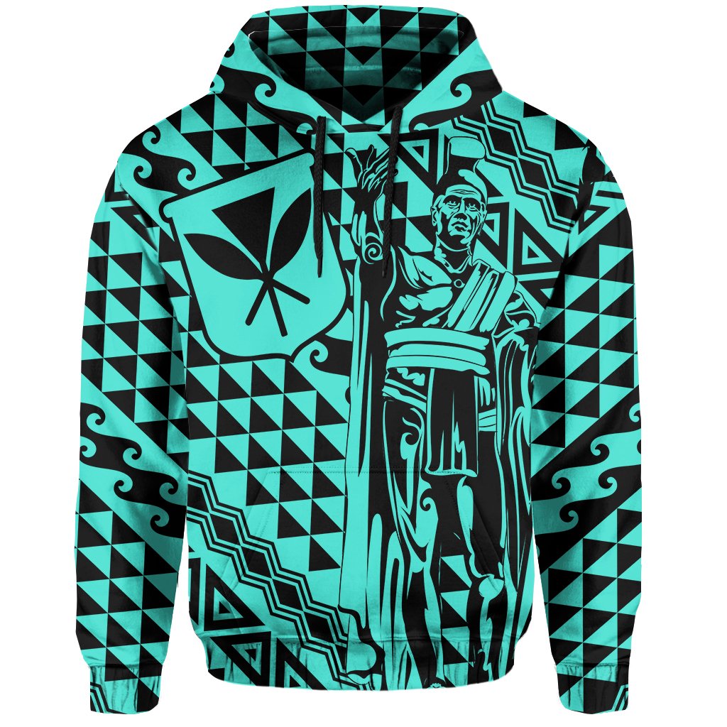 Hawaii Hoodie King Kakau Kanaka Turquoise - Polynesian Pride