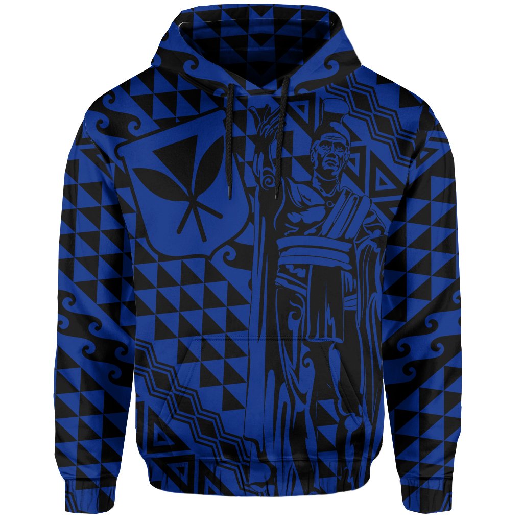 Hawaii Hoodie King Kakau Kanaka Blue - Polynesian Pride