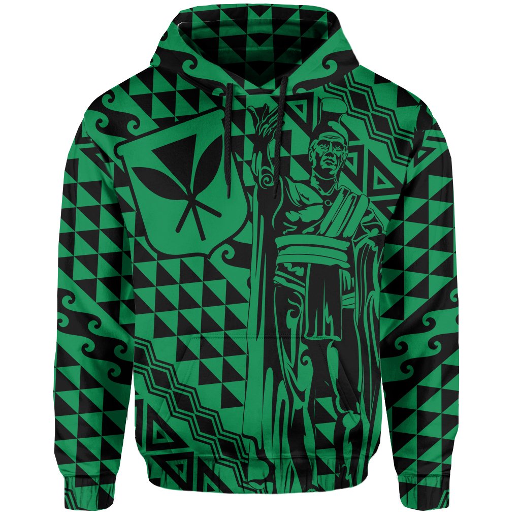 Hawaii Hoodie King Kakau Kanaka Green - Polynesian Pride